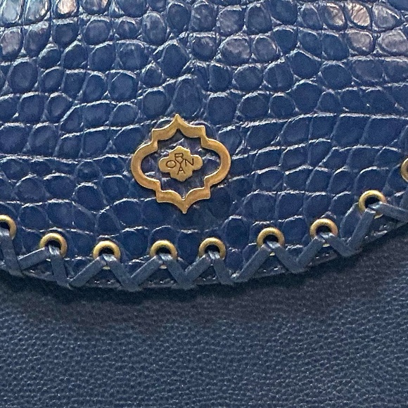 orYANY Boho Blue Pebbled Leather & Croc Embossed Crossbody Bag NWOT Retail $398 - Picture 2 of 16